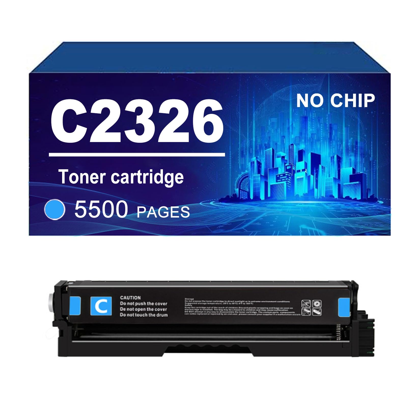 C2326 Cartuccia Toner Senza Chip Compatibile Per Lexmark C2326 XC2326 Stampante, Toner Ad Alta Resa 5500/6000 Pagine,Cyan-1 Pack