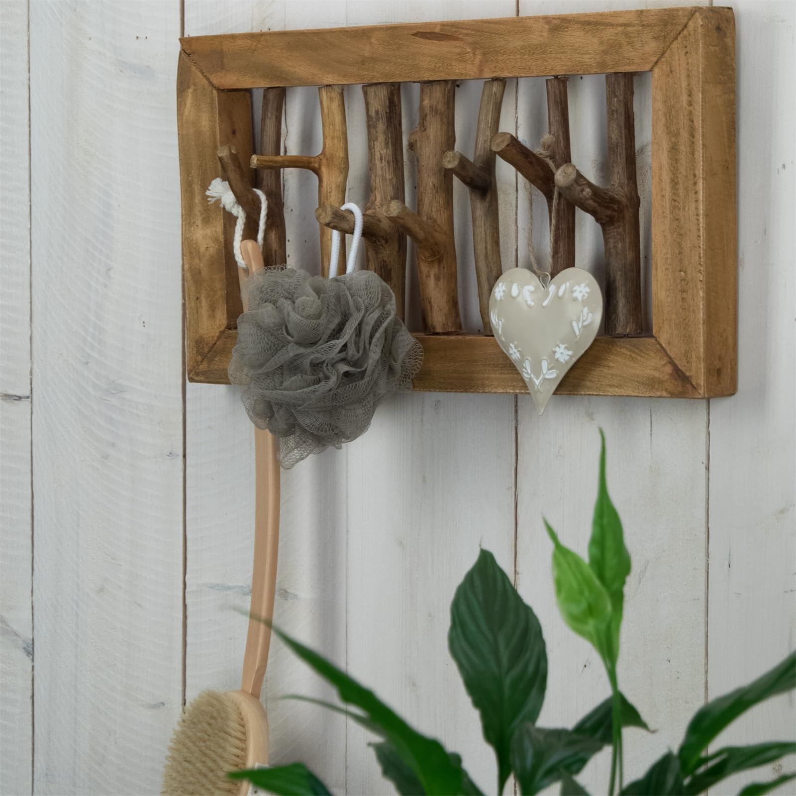 PORTEMANTEAU Mural Leonor 50 | 7 Crochets, Bois, 50 cm | Panneau de Garde-Robe, patère Naturelle, Crochet Mural décoratif, vestiaire dentrée, Barre à Crochets