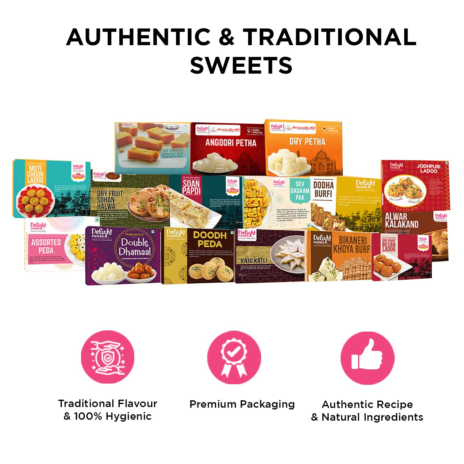 Delight Foods Double Dhamaal Combo, Mini Rosogolla (Rasgulla) (200G) Mini Gulab Jamun (200G), Indian Sweets, Gift Pack, Rakhi, Diwali (Regular)