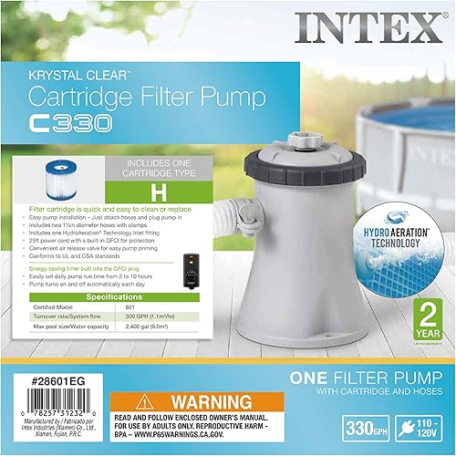 Miniatura 9 de Intex Bomba de filtro de cartucho transparente C330 Krystal para piscinas sobre el suelo caudal de la bomba de 330 GPH - Circulación y filtración
