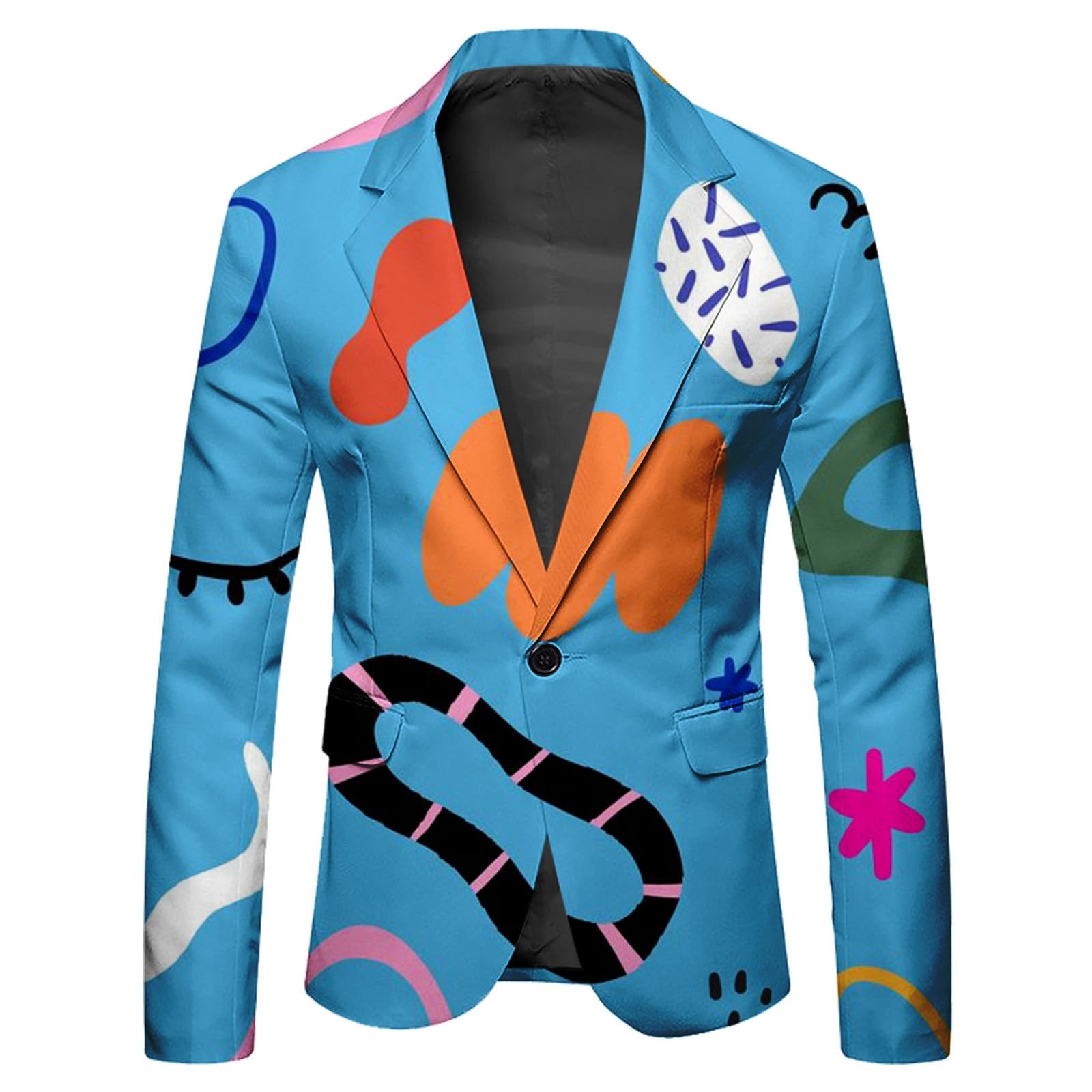 Rainbow Jacket Men's Colourful Vintage Suit Jacket in Slim Fit, Comfortable Jacket for Leisure and Wedding, One Button Blazer as Carnival Costume Fancy Dress Costumes