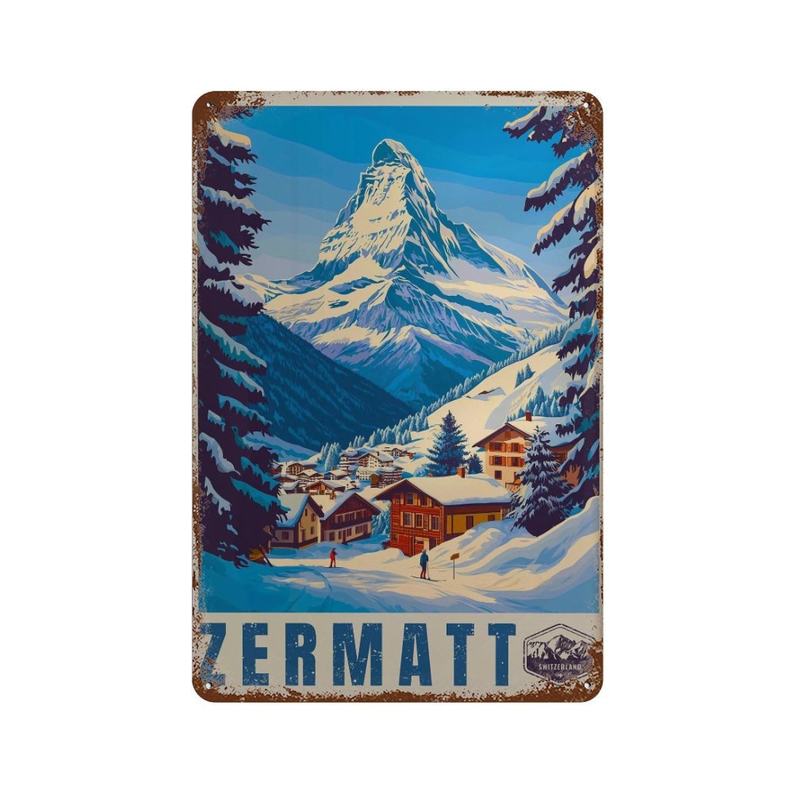 xiaoxiaoshen Zermatt Switzerland Travel Alps Wall Decor Art Metal Tin Poster Modern Home Decor Art Home Bar Shop Decorations Vintage Sign 30x20cm