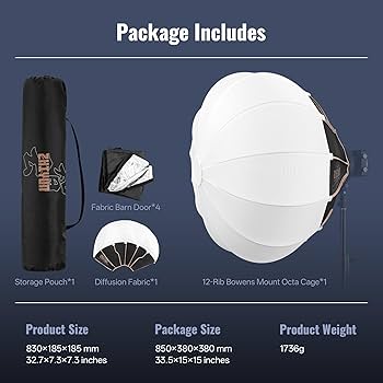Amazon.com : ZHIYUN 25.5inch/65cm/2.1ft Lantern Softbox with