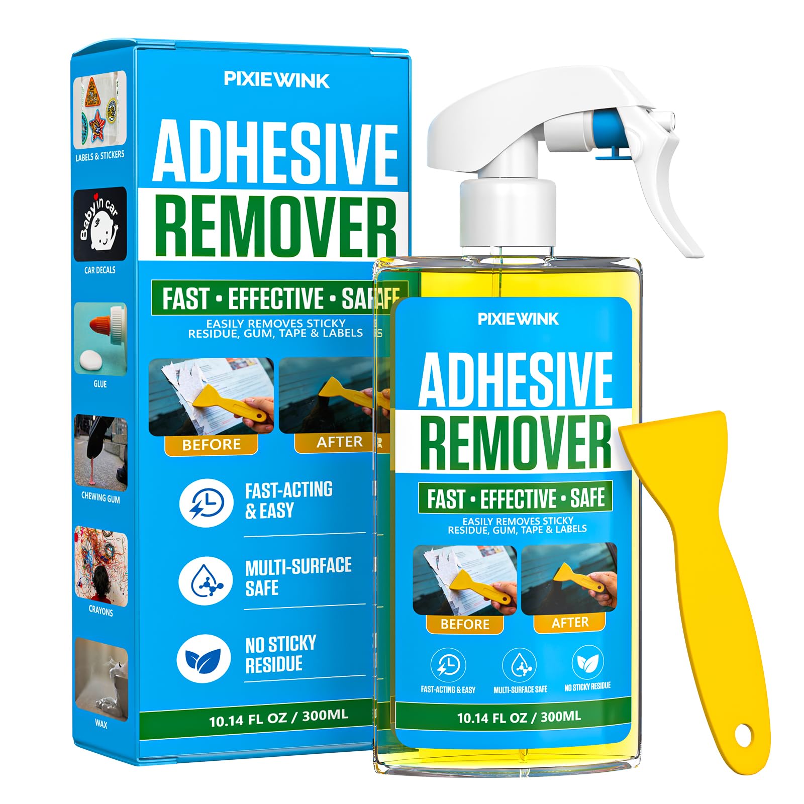 Sticky Stuff Remover, Adhesive Remover Spray with Scraper