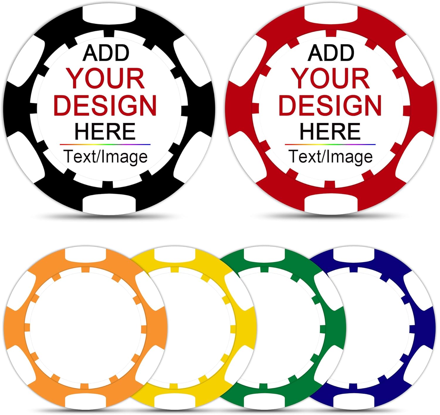 50-500Pcs Custom Clay Poker Chips,Heavy 11.5g, 8 Colors!Full Color Print Your Own Logo,Text or Design, Personalized Poker Set for Bar Drink Tokens, Golf Clubs, Party Games,Business Card