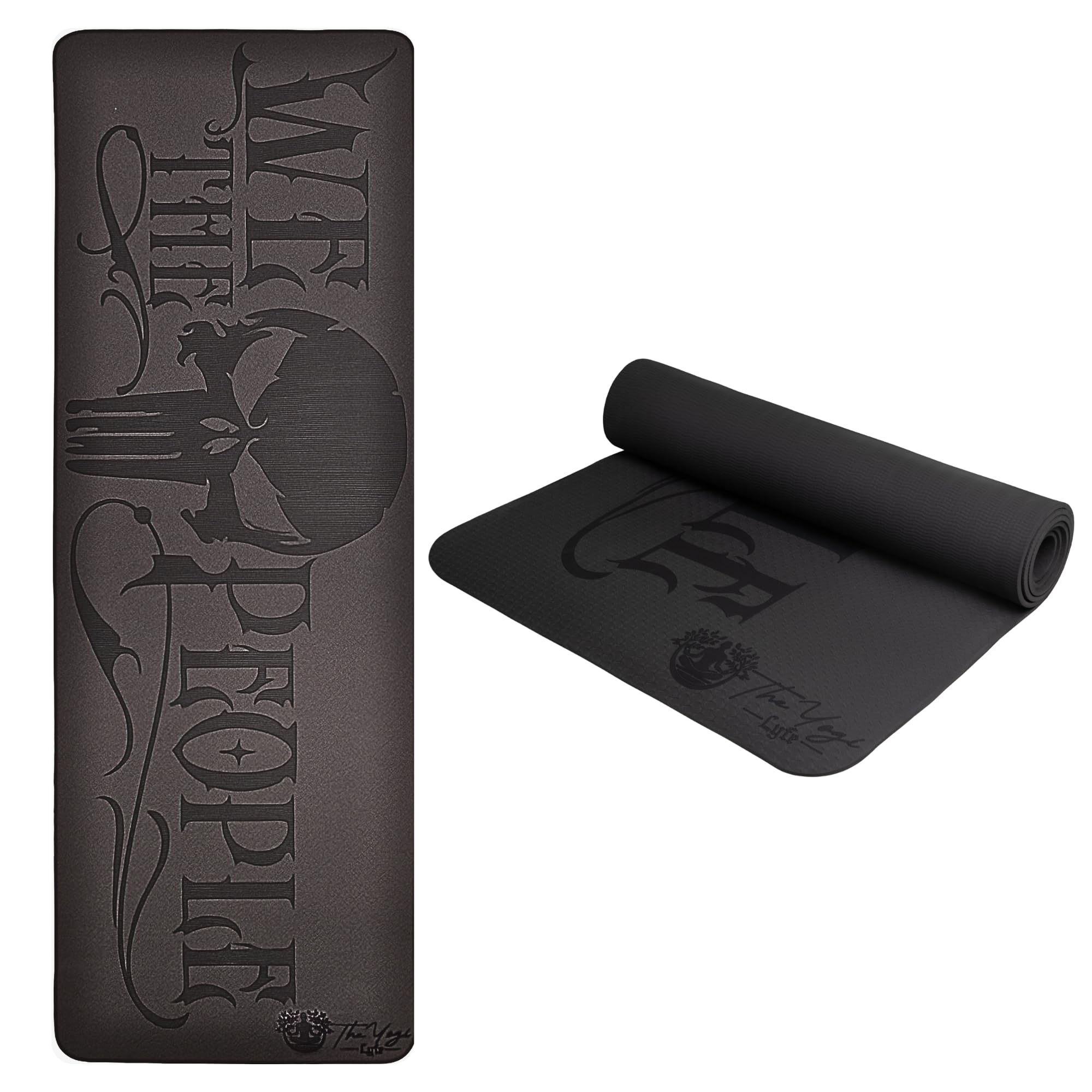 Hero Lyfe Yoga Mat We the People Skull Engraving Non-Slip Black TPE 72 x 24 x 6mm Patriotic