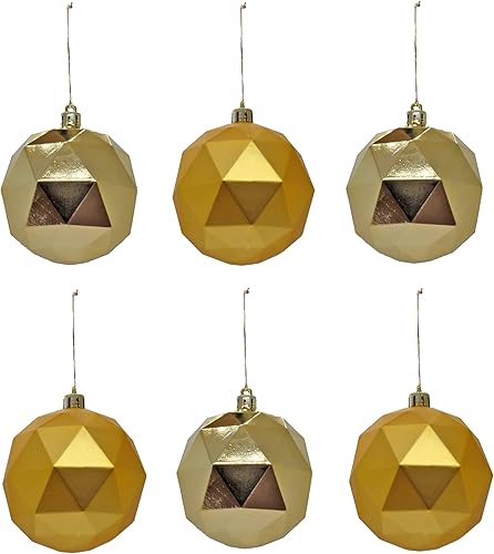 Miniatura 5 de National Tree Company First Traditions - Adornos para árbol de Navidad, oro amarillo metálico y mate, juego de 6