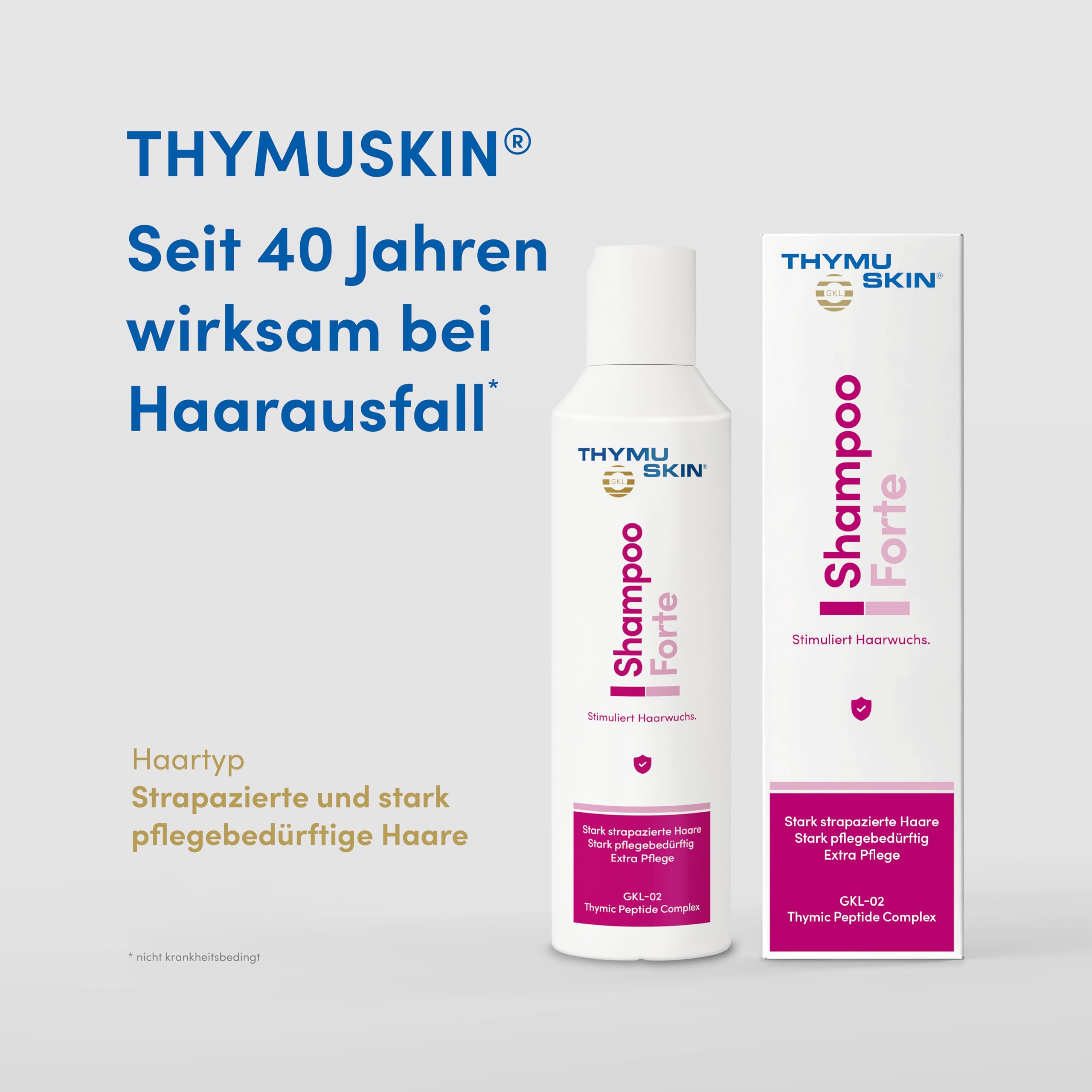 THYMUSKIN Forte Shampoo: Stimuliert den Haarwuchs, geeignet für strapazierte & stark pflegebedürftige Haare (1 x 200 ml)