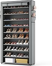 Vicye 11 Tier Fabric Shoe Rack, Shoe Organizer with Fabric Cover, Large and Tall Shoe Rack for 34-40 Pairs High Heels, Slippers, Suitable for Entryway, Entryway, Grey