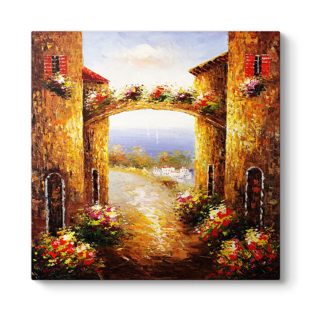 Çiçekli Sokak Tablosu 30 x 30