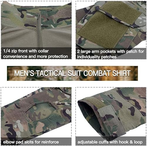 Miniatura 4 de LNFINTDO Trajes militares tácticos para hombre, camisa de combate de manga larga y pantalones Multicam Camouflage Airsoft Paintball Bdu Uniformes