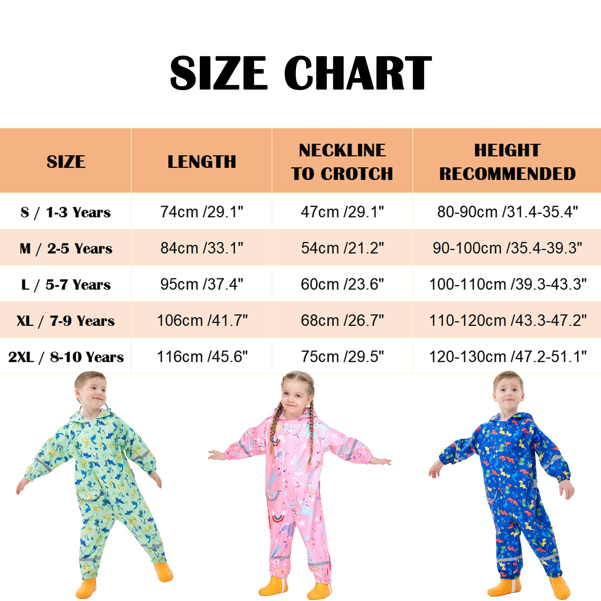 Fewlby Tuta Impermeabile Bambini - Tuta Pioggia Bambina Poncho Antipioggia Ragazze Ragazzi Giacche Impermeabili con Cappuccio Mantella da Pioggia Riutilizzabile per 1-10 Anni