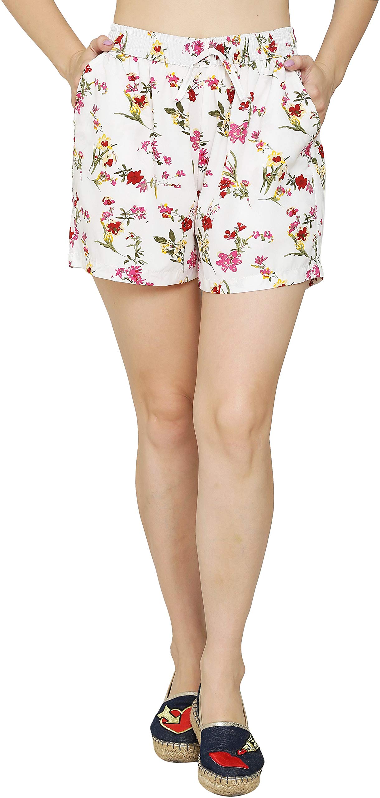 Poly Crepe Floral Print Shorts-image-16