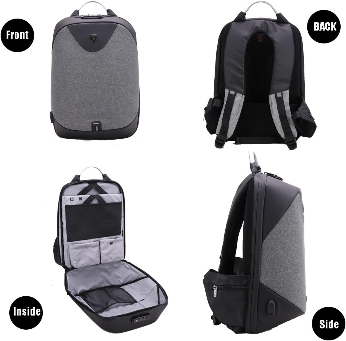 Business Travel Backpack, Water Resistant Laptop Backpack Anti-Theft Travel Bag Fits Up to 15.6 Inch Laptops with USB Charging Port and TSA Secret Lock for Women and Men (White)