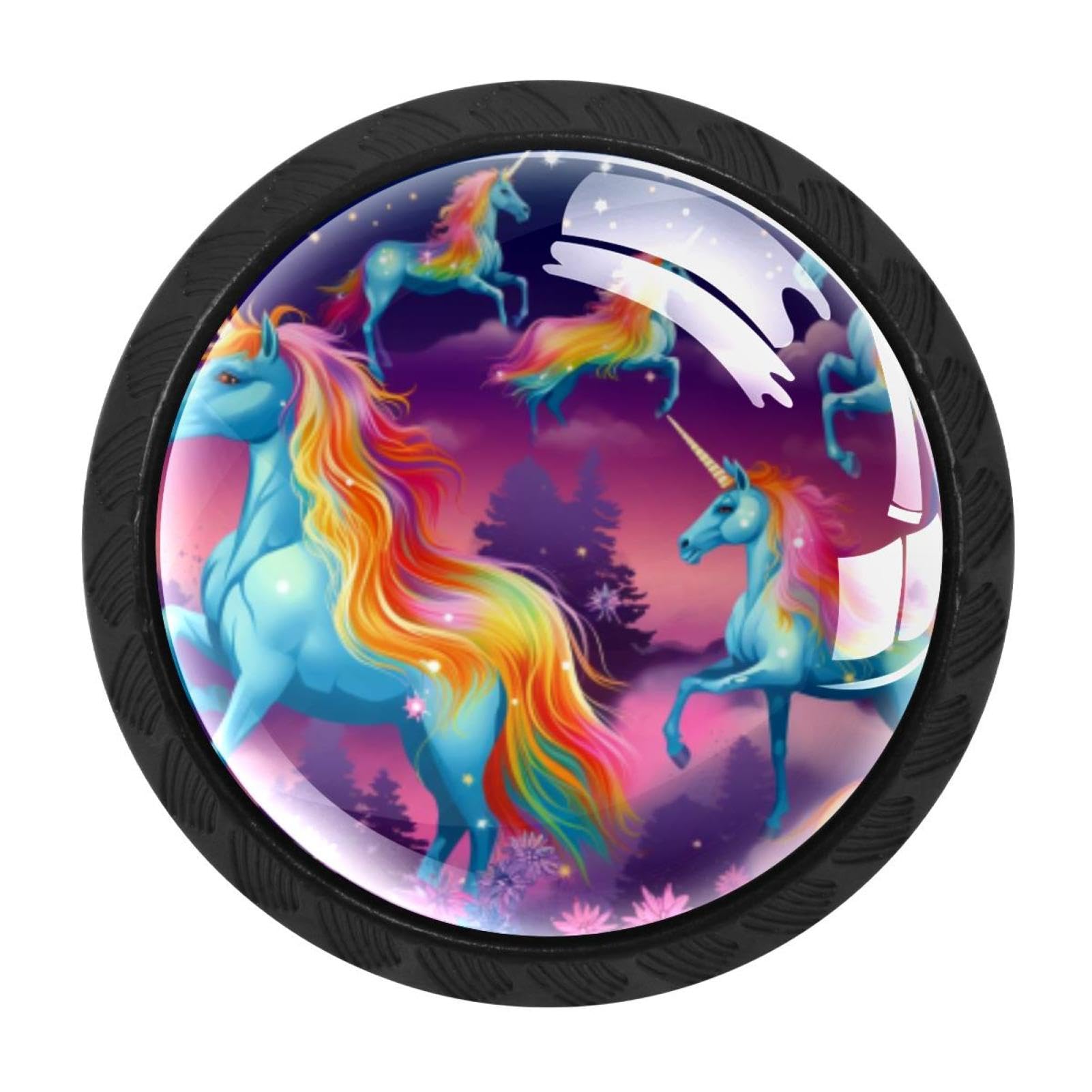 Chenzzzz Multicolored 04 4 Pcs Rainbow Unicorn Crystal Glass Cabinet Knob Drawer Pull Handle For Kitchen Cupboard Dresser Wardrobe Etc