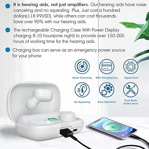 Miniatura 2 de Bedoer Audífonos recargables con Bluetooth para personas mayores, amplificador auditivo digital inalámbrico con cancelación de ruido, muy bajo ruido