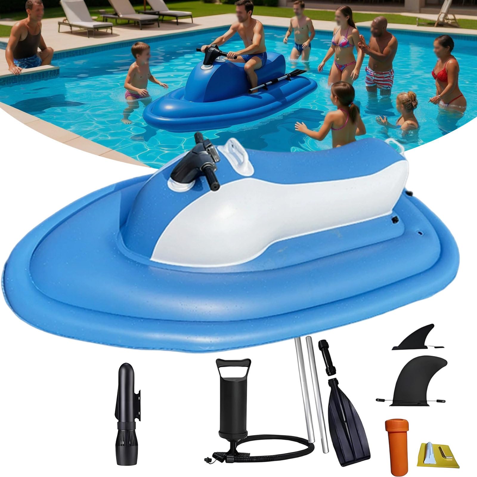 LwiftGal Electric Inflatable Jet Ski, Small Electric Boats One Person, Foldable Electric Inflatable Jet Ski & Diving Underwater Scooter(Optional), 500w, for Adults, Pool, Lake White-500W16AThruster