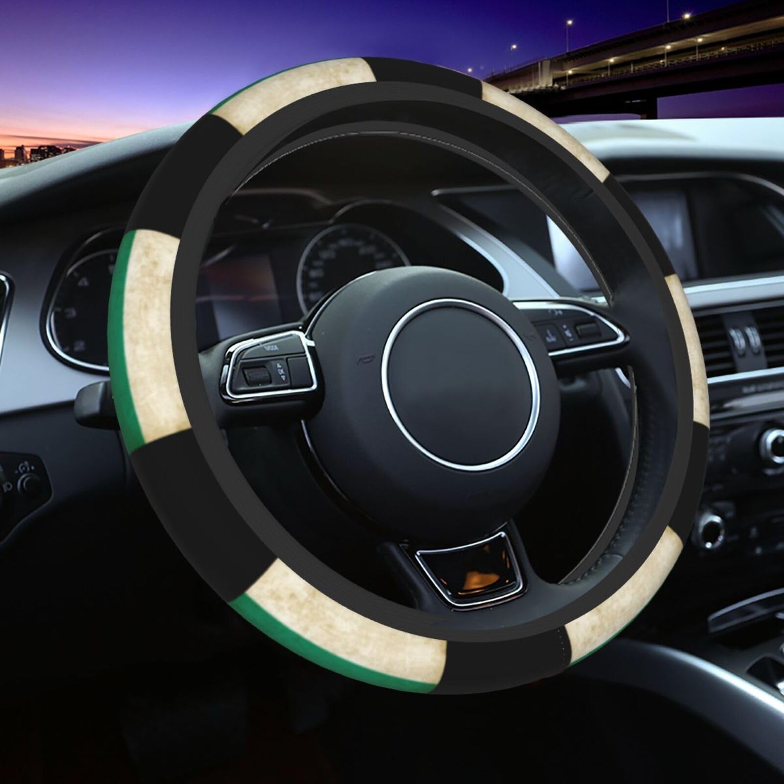 Vintage Bulgaria Bulgarian Flag Car Steering Wheel Covers,Soft Steering Wheel Protector for Women & Men,Universal 15 Inch Auto Car