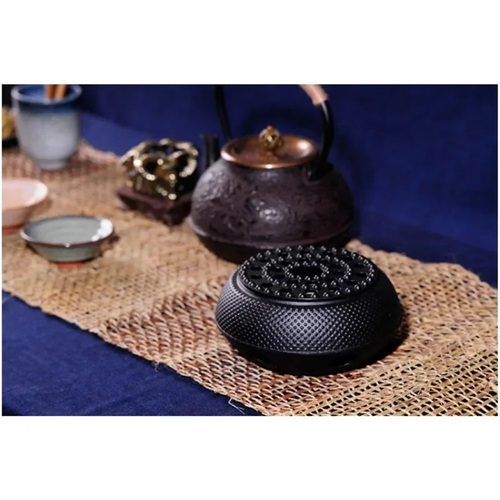 Scalda con Supporto Cavo per Candele, Scalda teiera in ghisa Nera, portacandele, fornello, sottopentola for tè, caffè, Latte