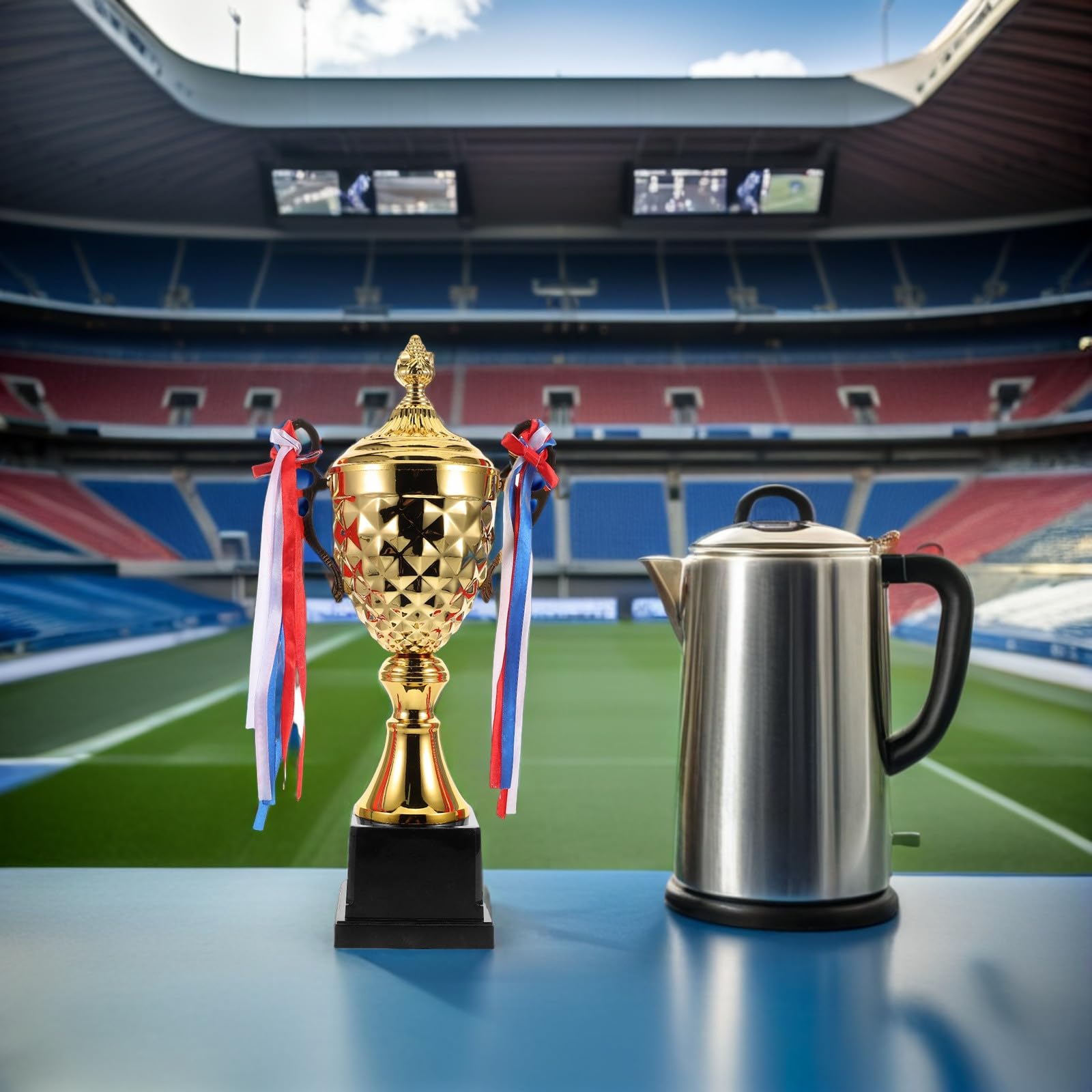 Großer Sportpokal aus Metall mit Gravur Robuster Siegerpokal für Fußball Basketball Lauf und Golfturniere Vielseitige Trophäe für Wettbewerbe und Auszeichnungen