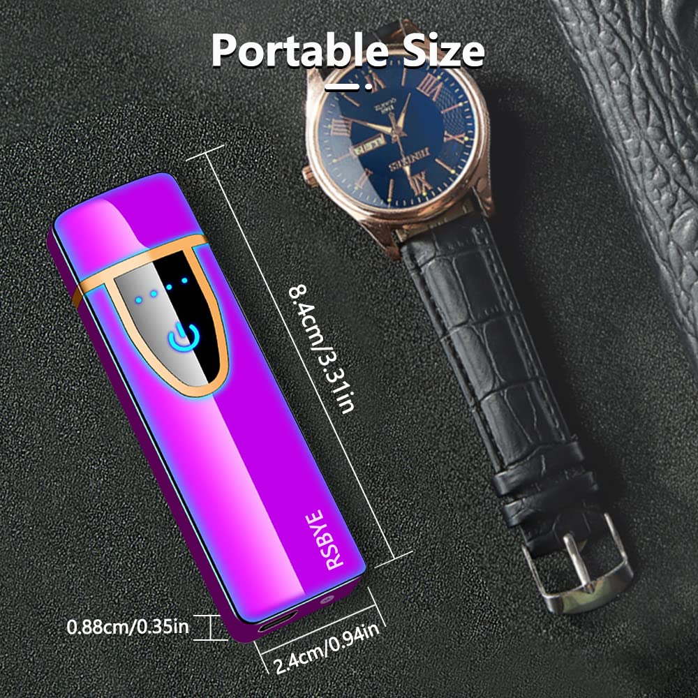 ライター おしゃれ プラズマライター 電子ライター LED電量表示 USB ライター 充電式 防風 軽量 ギフトボックス 無炎電気ライター (カラフル)