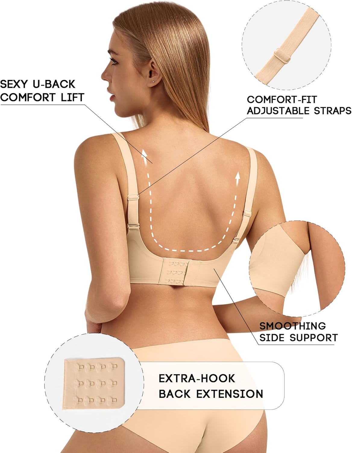 Women's Scalloped Jelly Comfort Wireless Bra - Breathable for Support, No Underwire Push Up Seamless T-Shirt Bralette - Image 3