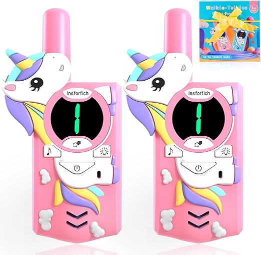 Unicorn Kids Walkie Talkies,Toys for 3-12 Year Old Boys Girls,3 Channels 2 Way Radio Toy, 2 Miles Range for Outdoor, Camping, Hiking (Pink)…