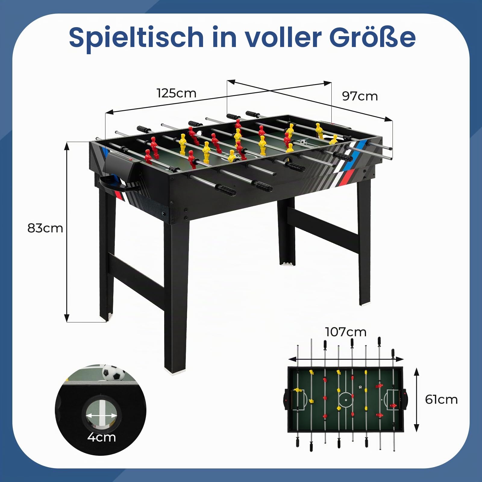 FANTASK 4 in 1 Multifunktionale Spieltische, Tischkicker inkl. Billardtisch & Tischtennis & Airhockey Tisch, Fußball Tischspiel mit komplettem Zubehör für Kinder & Erwachsene & Familie