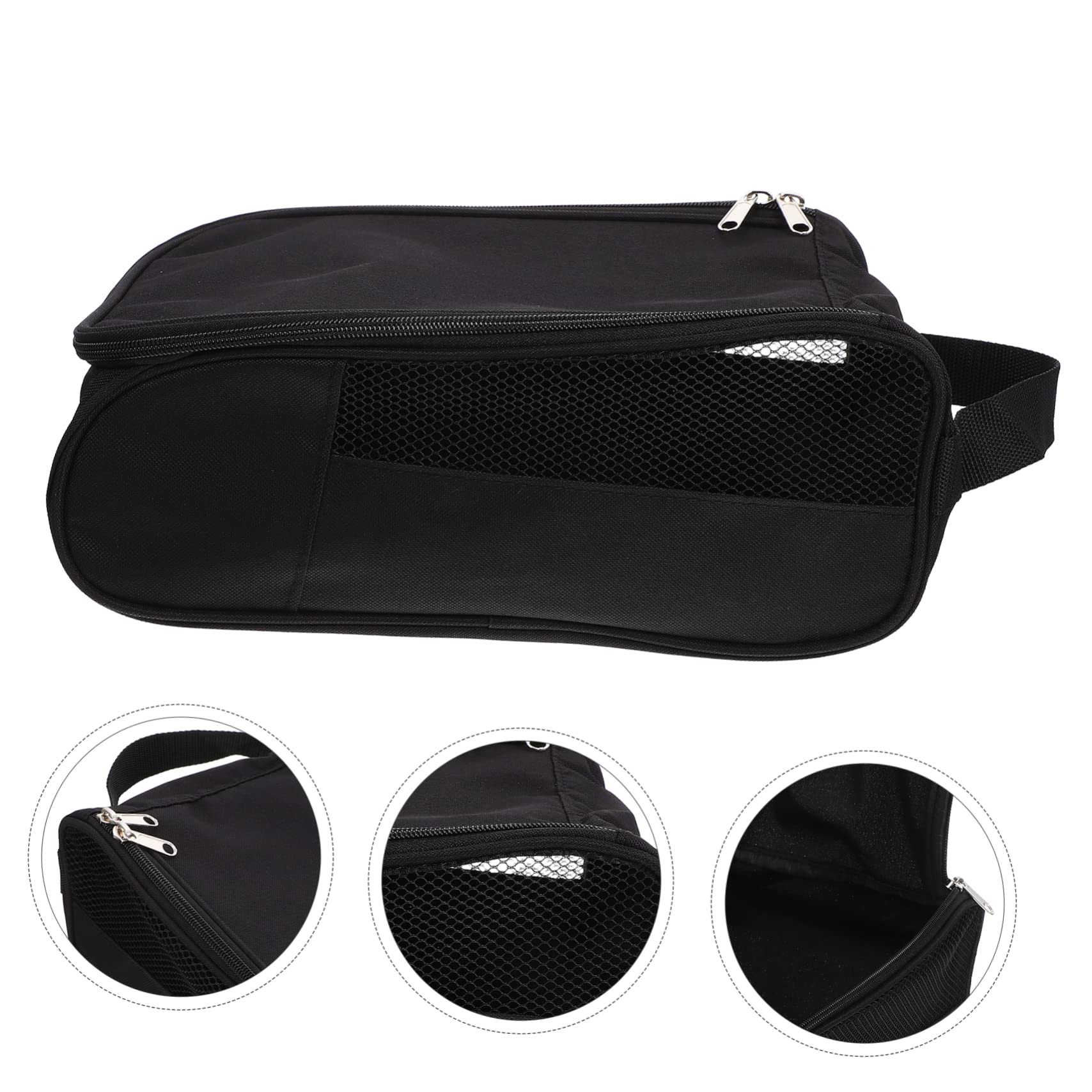 Borsa Porta Scarpe da Golf Nera in Poliestere Riutilizzabile Design Multiuso e Cerniera per Ciclismo e Golf, Custodia Traspirante e Resistente per Viaggi