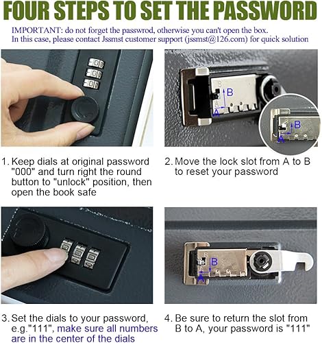 Miniatura 5 de Caja fuerte en forma de libro con cerradura de combinación - Jssmst Caja de seguridad de metal con camuflaje de diccionario para oficina en casa,
