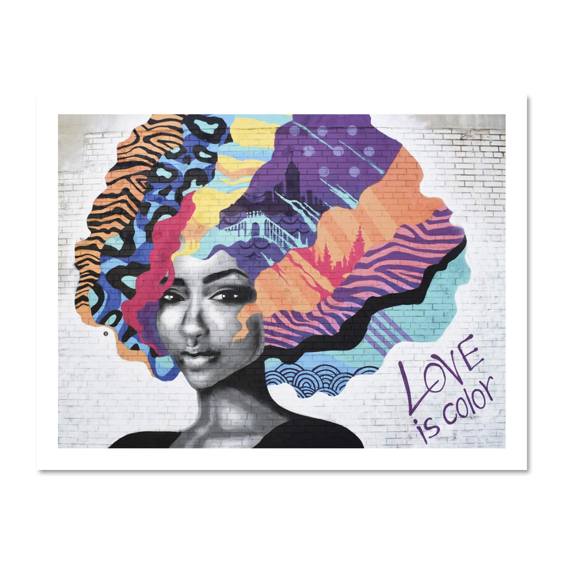 Barbalis Graffiti Woman Psychedelic Hair Large Framed Art Print Poster Wall Decor 18x24 inch