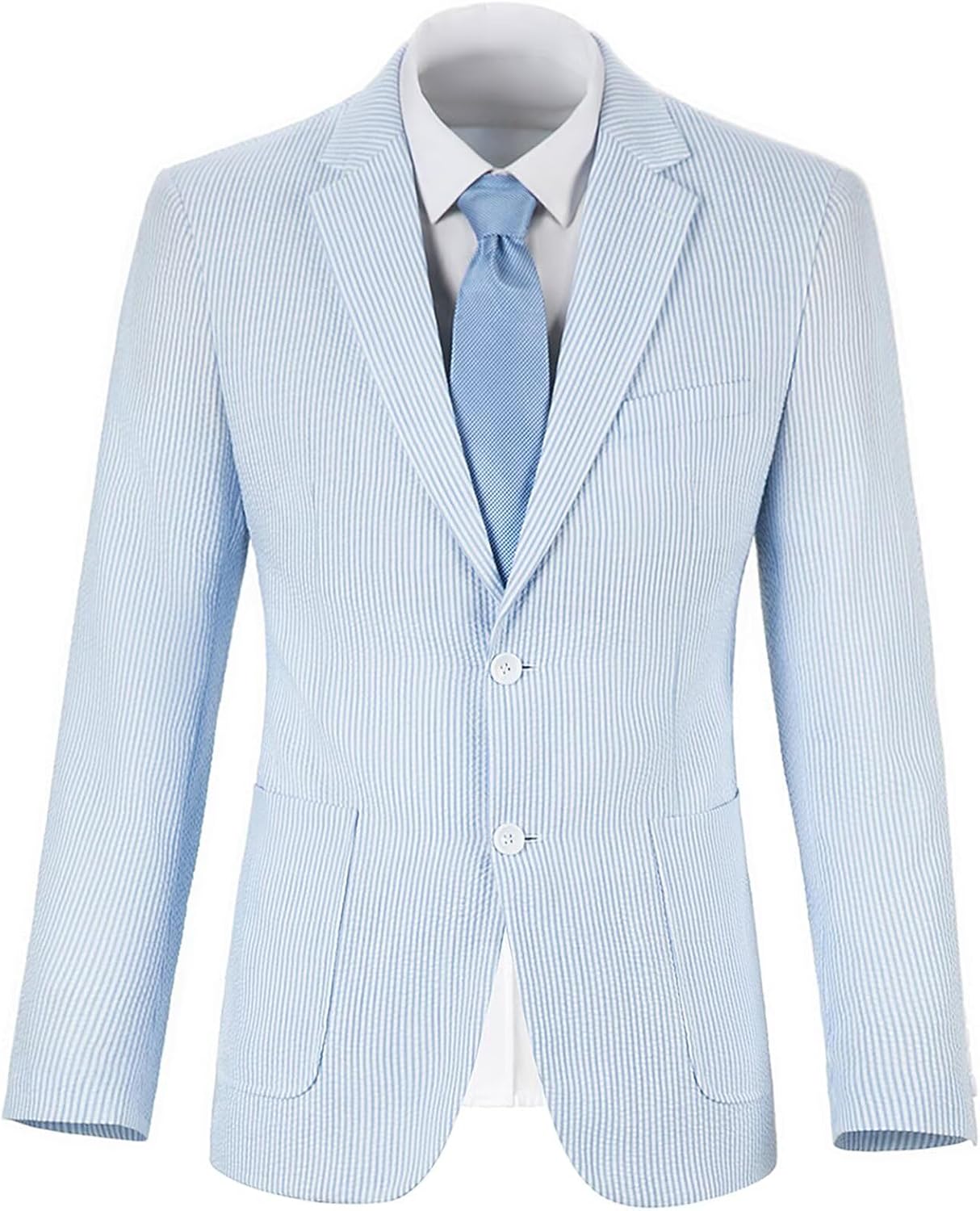 Bofan Seersucker Boys Suit Jackets Striped Blazer for Kid Boy Summer Beach Sports Coat Wedding Tuxedo Outfit