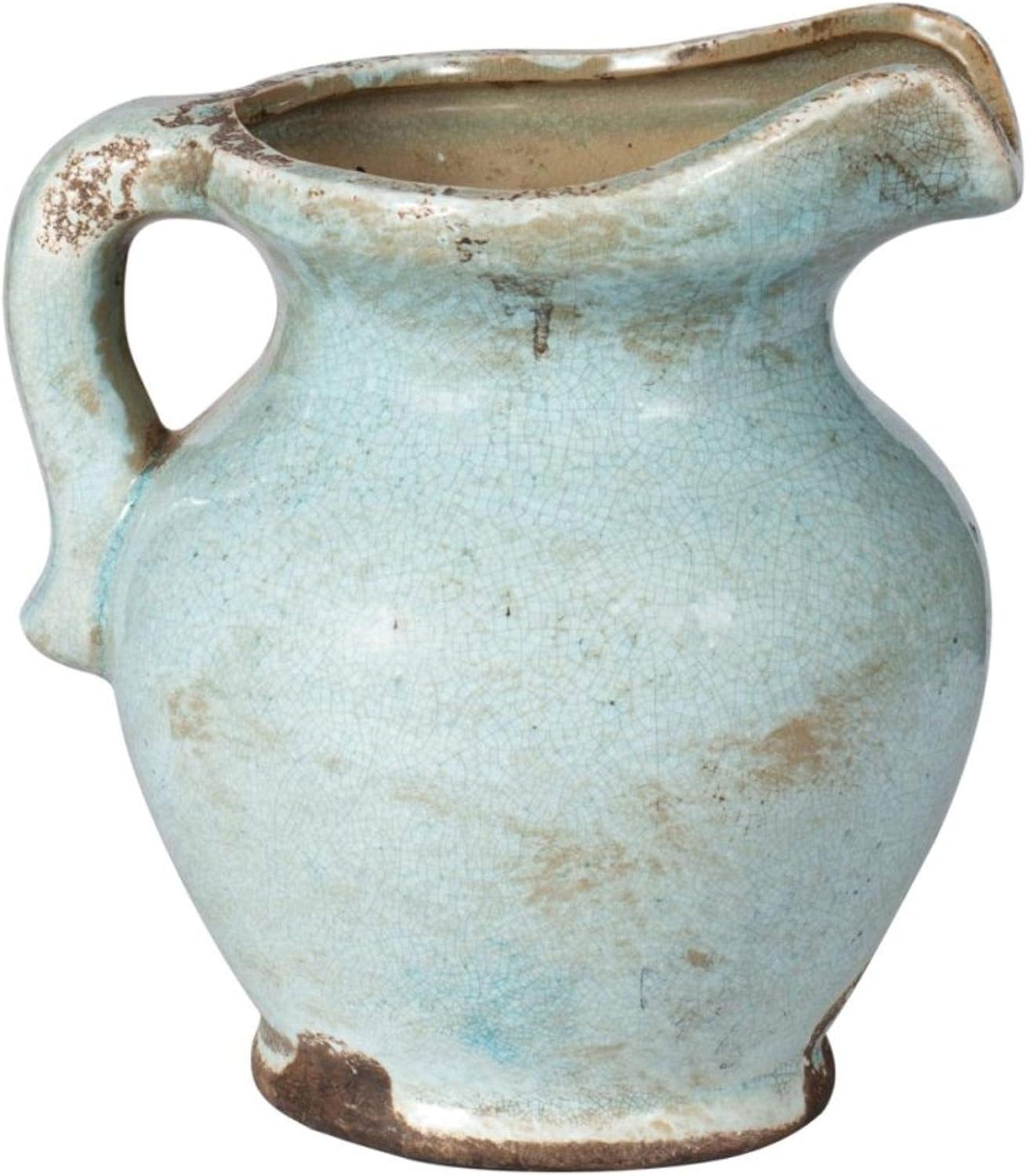 A & B Home 8.5" Pale Blue Distressed Finish Terracotta Vase