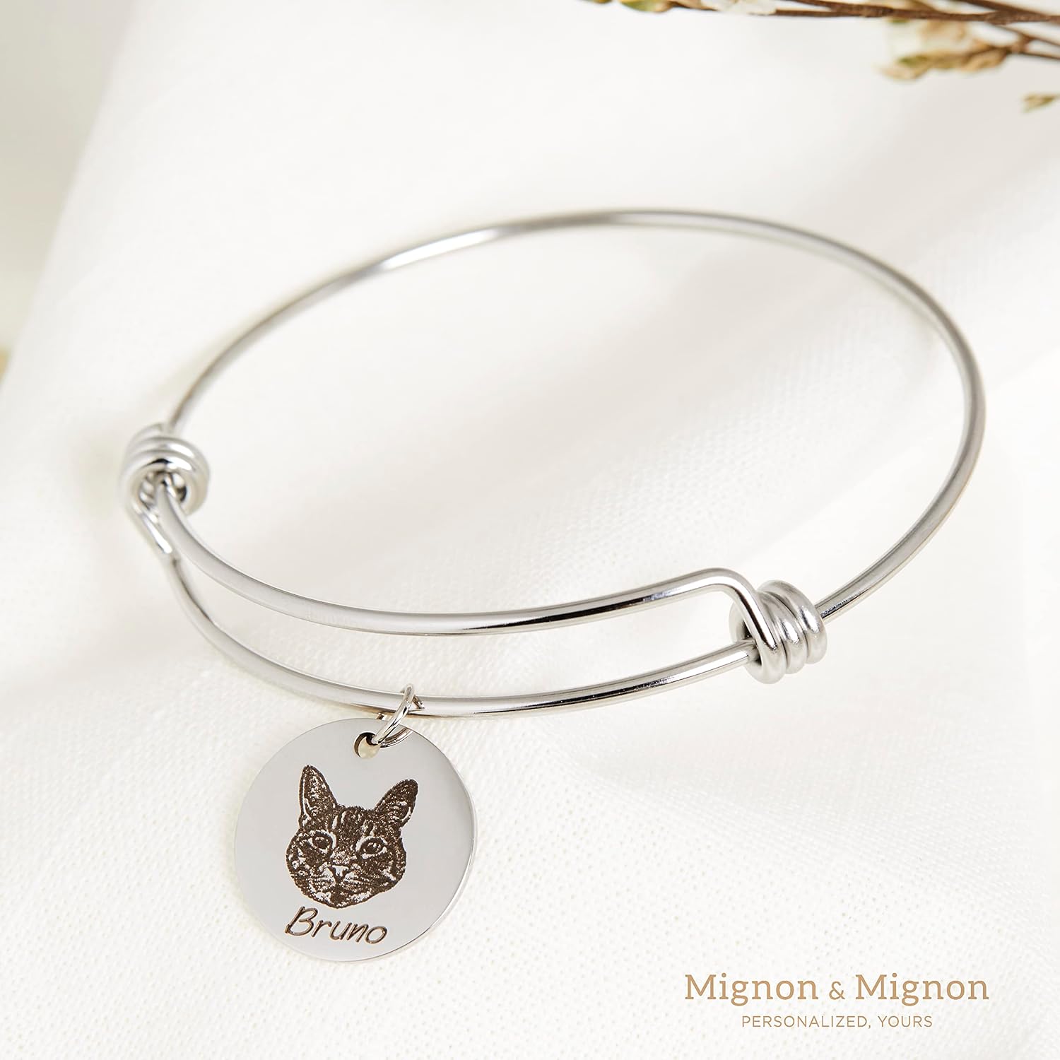 MignonandMignon Personalized Pet Portrait Bracelet Dog Mom Pet Memorial Jewelry Personalized Bracelet for Women Custom Gift for CatMom - ABR-LC-AP