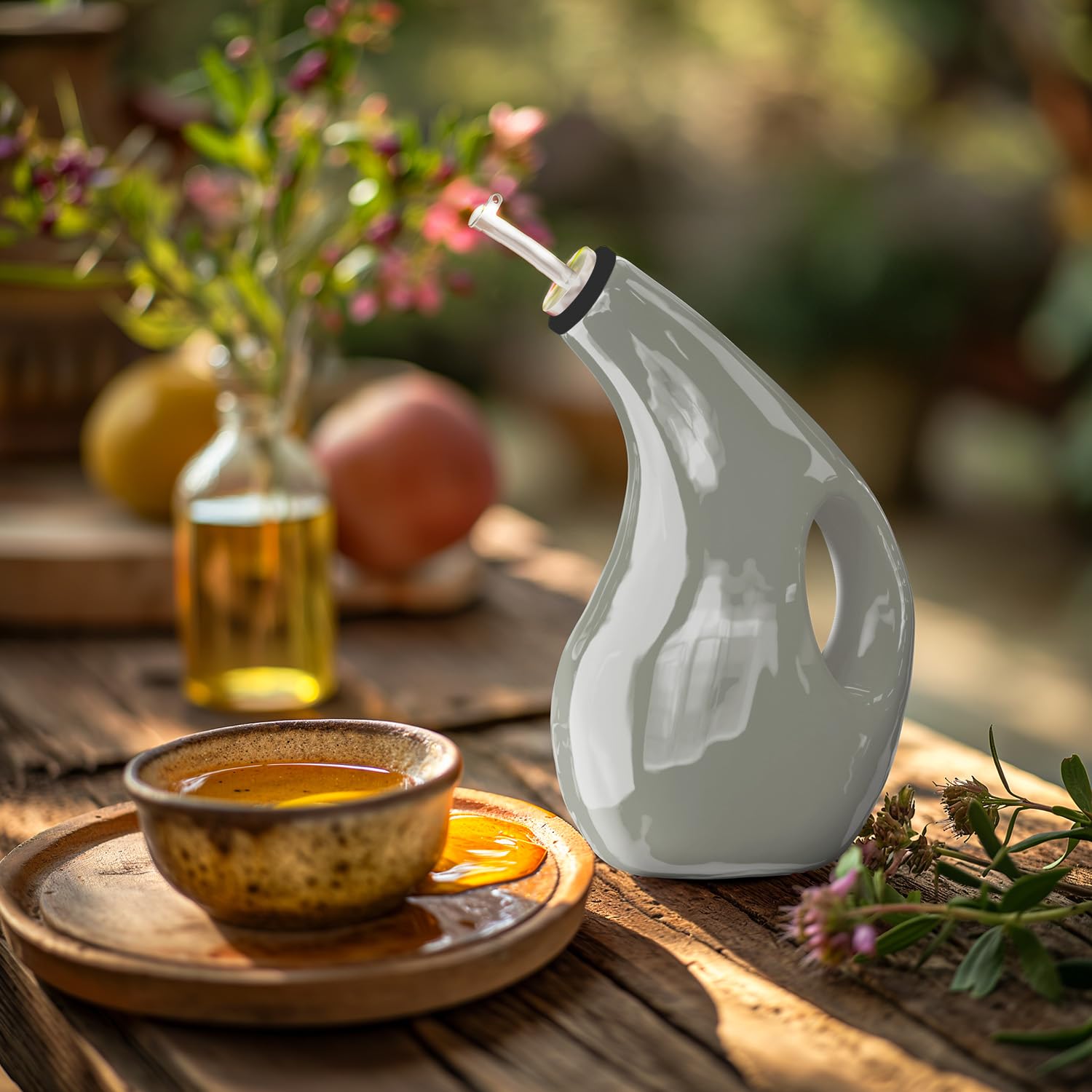 Decor & More - Ceramic Oil Dispenser 500 ML | Oil Container for Kitchen Decor | Oil Dispenser with Adjustable Removal Steel Lid for kitchen storage | Grey set of 1 (B0CG23MKXN) Amazon Price History, Amazon Price Tracker