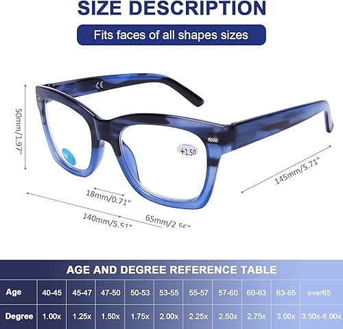 Miniatura 9 de AQWANO Gafas de lectura de gran tamaño con bloqueo de luz azul, lector de diseño de moda para computadora para mujeres y hombres,