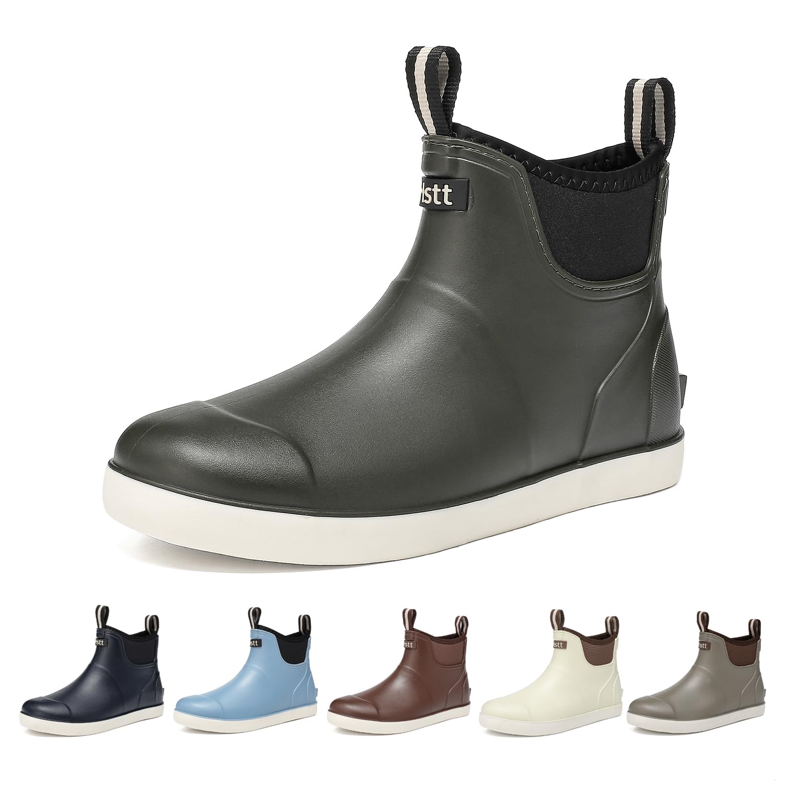 HSBDNZQ Men's Deck Boots, Waterproof Anti-Slip Rain Boots for Fishing