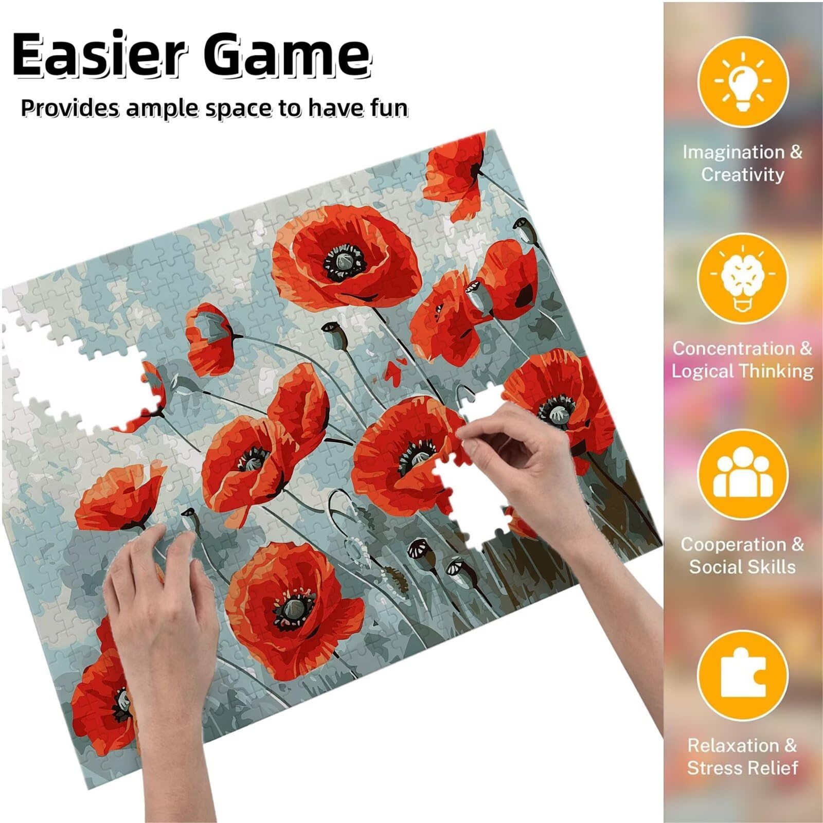 Jigsaw Puzzle, 4000 Pezzi Puzzle Classici, Rosso Puzzle Rilassamento Intelligence, Mpossibile Difficile Puzzles impegnativo per adulti Puzzles per Gioco Familiare, Regalo per Amore Amico Fiore K0F-129