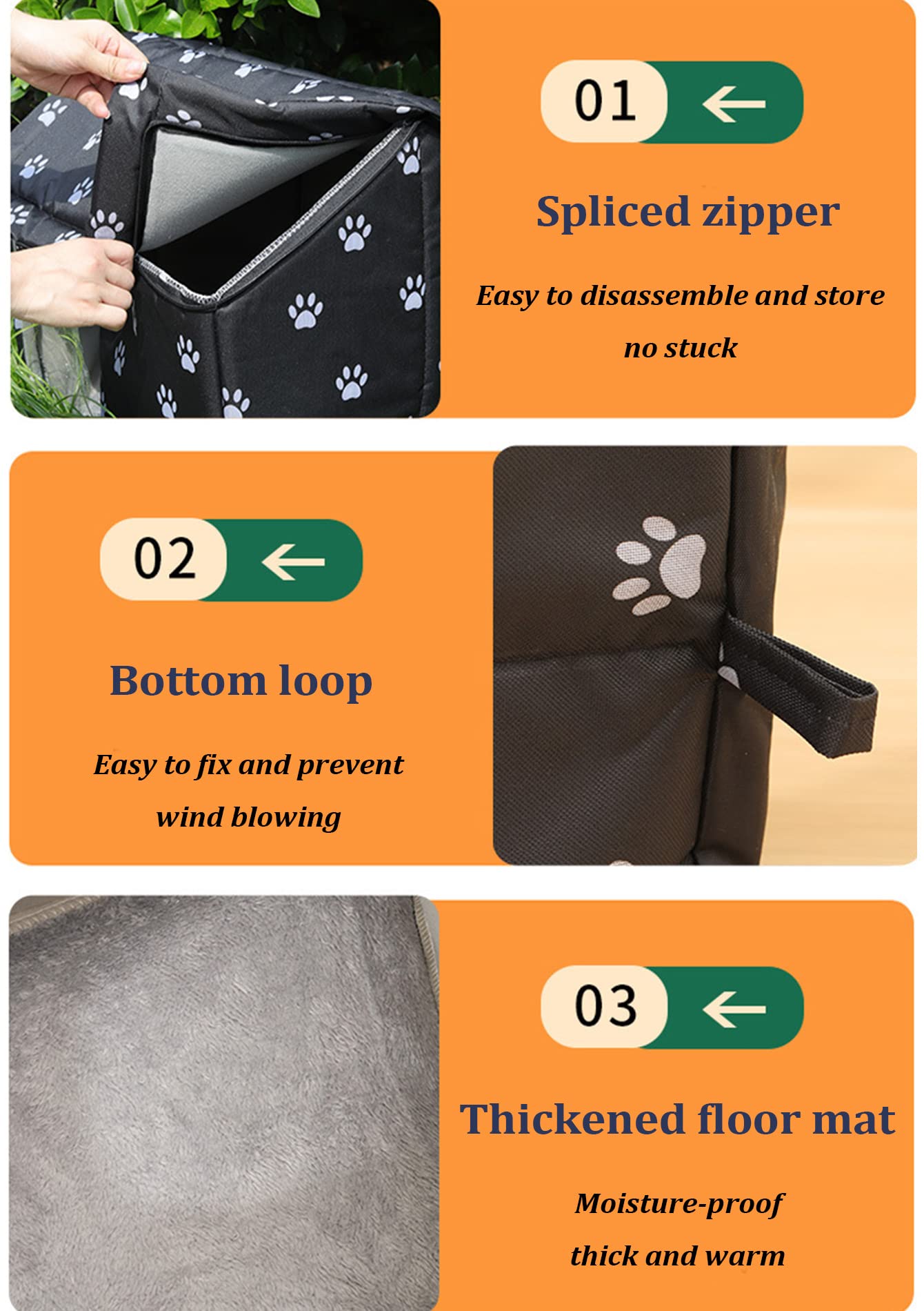 Niche Pour Chat Extérieure Résistante Aux Intempéries – Maison D’hiver Isolée Avec Cadre Pliable Pour Chats Errants Ou D’extérieur - 12