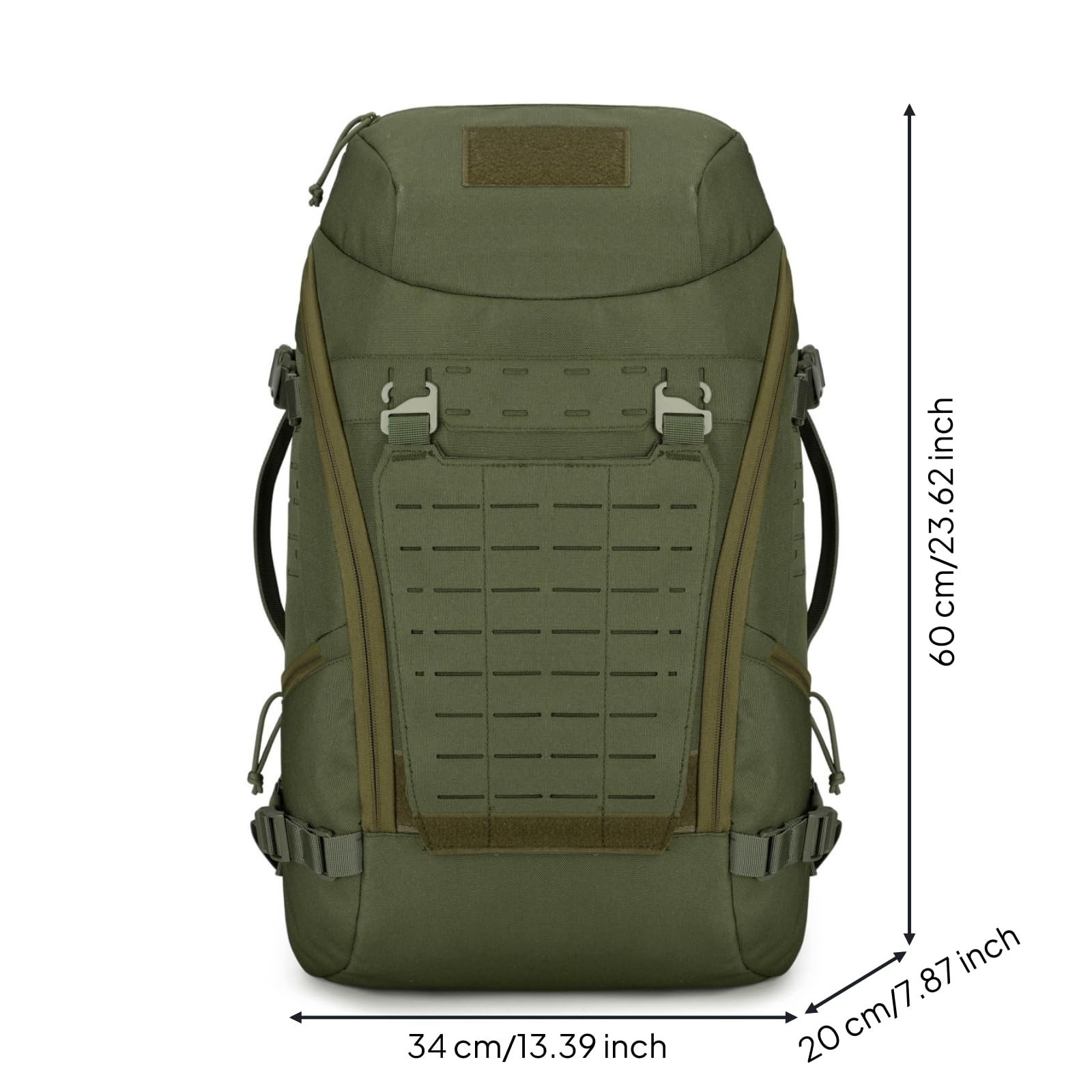 Zaino con Spallacci Imbottiti Imbottito Zaino da Trekking Confortevole Borsa per Viaggiatori, Campeggio, Array, Verde
