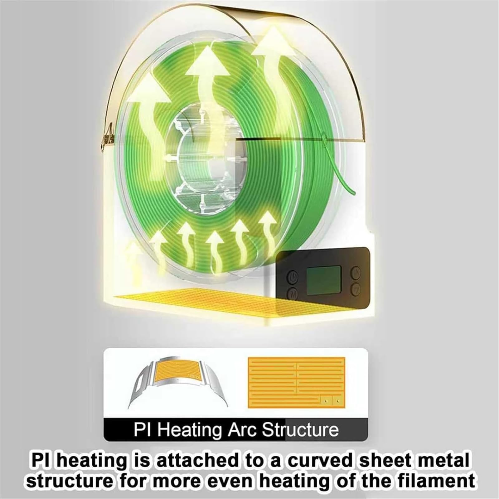 Secador De Filamento Para Impresora 3D, Caja Secadora De Filamento, Temperatura Ajustable 40 ℃/50 ℃/55 ℃, Capacidad Máxima Del Carrete 200x73 Mm, Compatible Con 1,75 Mm/2,85 Mm/3,00 Mm, PLA, PETG, TPU