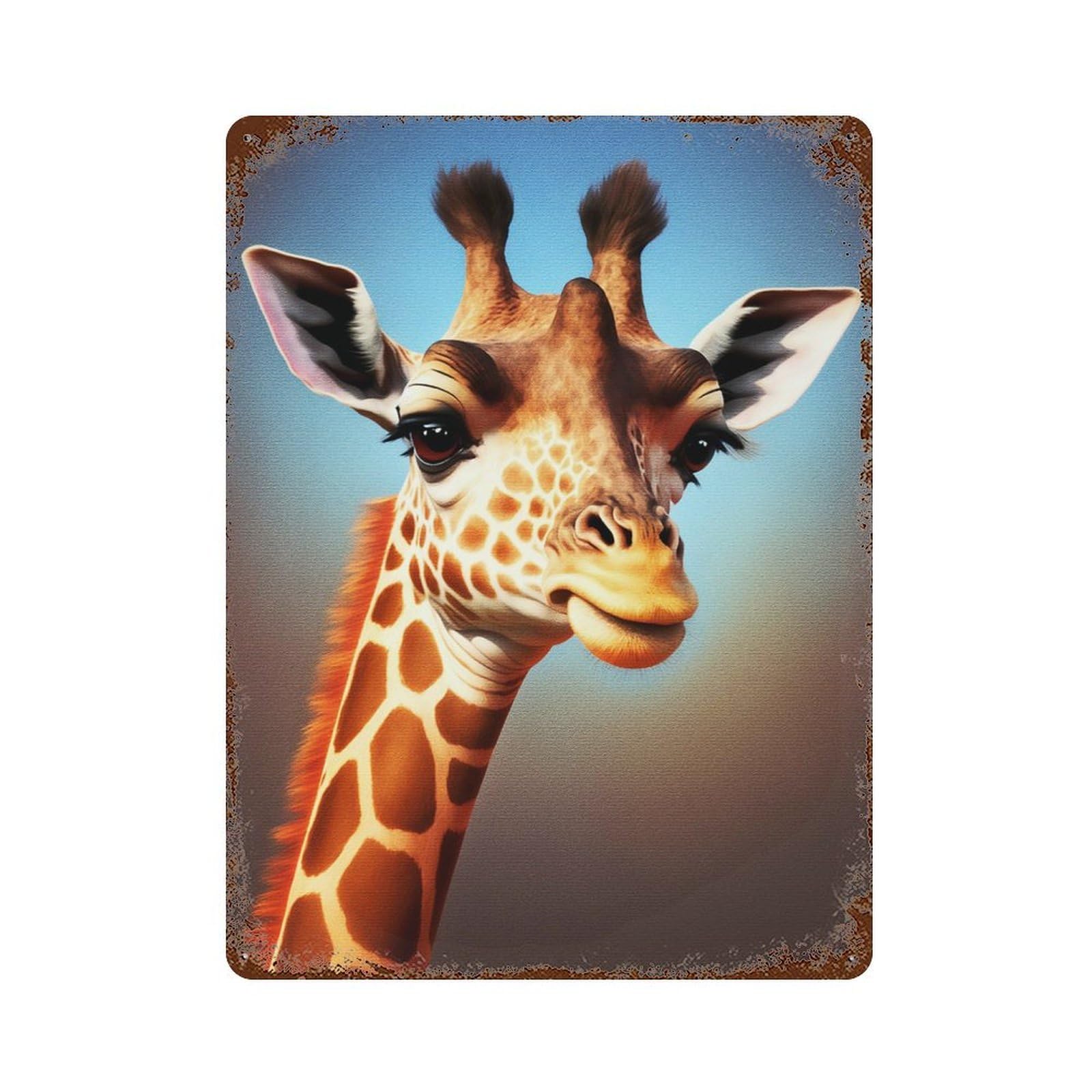 Paint Giraffe Rusty Metal Tin Sign 15.7"x11.8", Rustic Home Decor for Living Room, Hallway And Home Decor