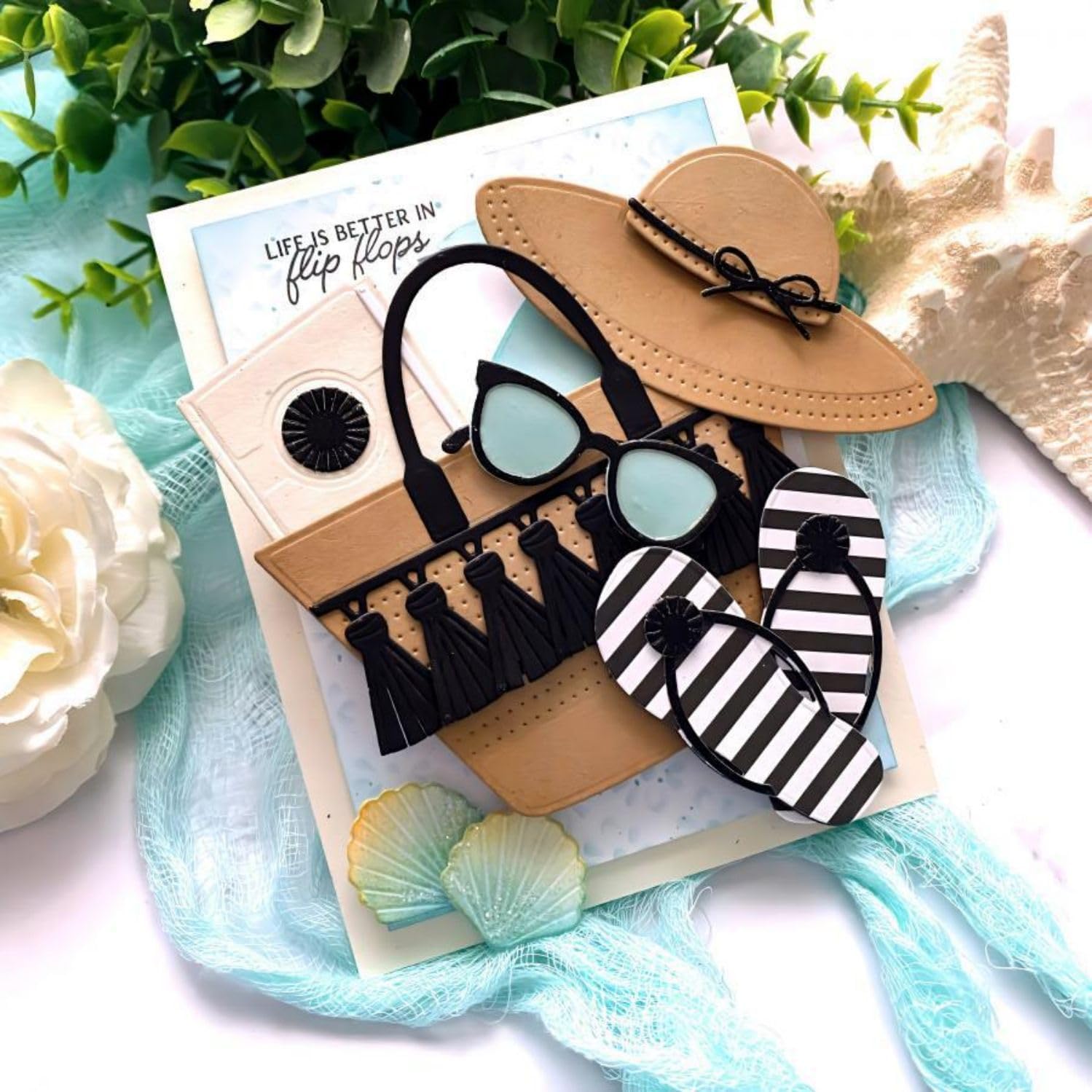 Beach Glasses and Bags Die Cuts for Card Making,Metal Cutting Dies Embossing Paper Dies for Scrapbooking DIY Album Card Making Supplies