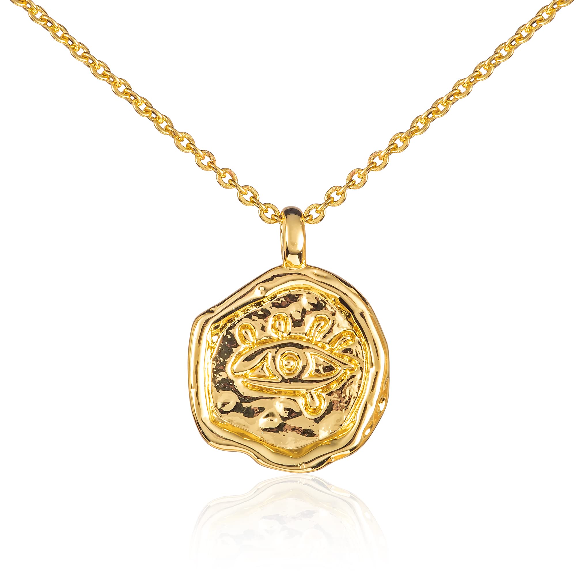 ZAVANAEvil Eye Necklace, Necklace with Chain and Evil Eye Irregular Disc-Shaped Pendant. Dainty Necklaces for Women and Teenage Girls. Quality fashion Jewellery