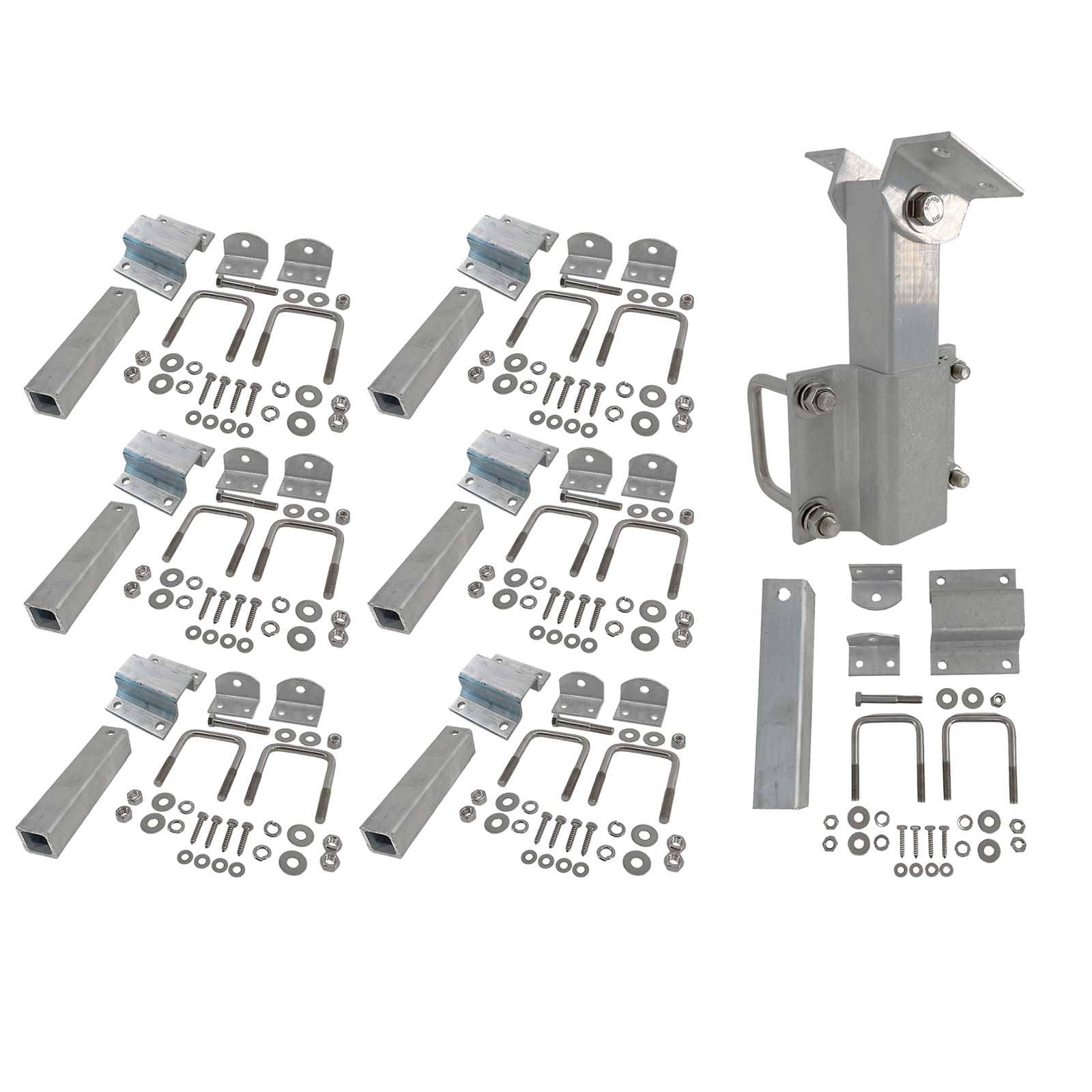 Sturdy Built (8) Ultimate Aluminum and Stainless Steel Boat Trailer Swivel Top Bunk Bracket Kit - 10 inch