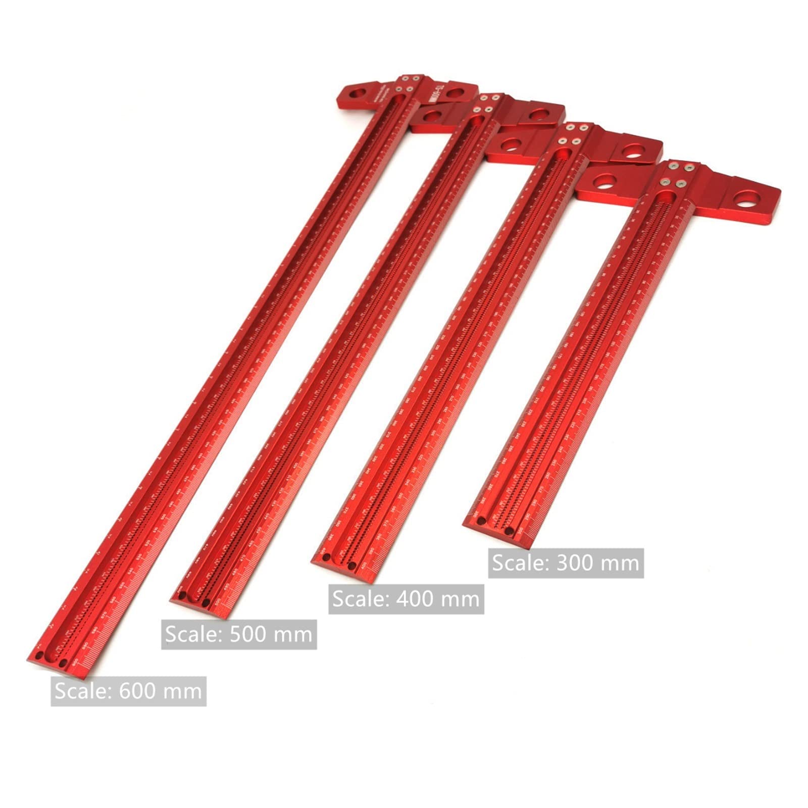 Rapporteur d'angle, Marquage de précision T-Ruler Alliage d'aluminium Travail du bois Scribe Marking Gauge Deluxe trou barré Règle de rayage Outils de mesure(400mm)