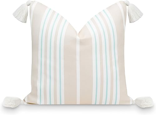 Hofdeco Premium Funda de almohada otoñal para patio interior y exterior, 18 x 18 pulgadas, repelente al agua para patio trasero, sofá, borla de disponible en Yaxa Costa Rica