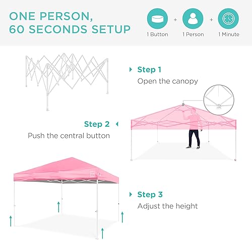 Miniatura 139 de Best Choice Products Carpa Toldo Desplegable de 10x10 pies para Instalación de 1 Persona, Refugio Portátil Instantáneo con Botón de 1 Toque