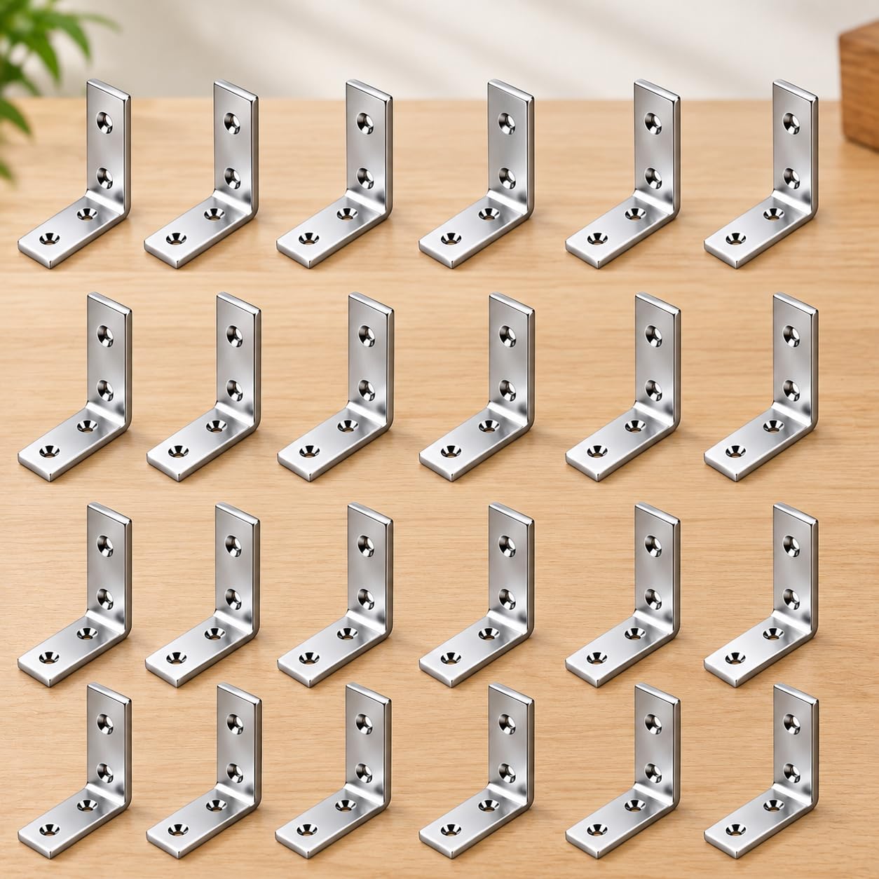 l-shaped steel angle bracket for solid shelf support & corner joint reinforcement, heavy duty 90 degree right angle brace for furniture, chairs, tables & shelves (1.5 x 1.5 inch) (pack of 20)