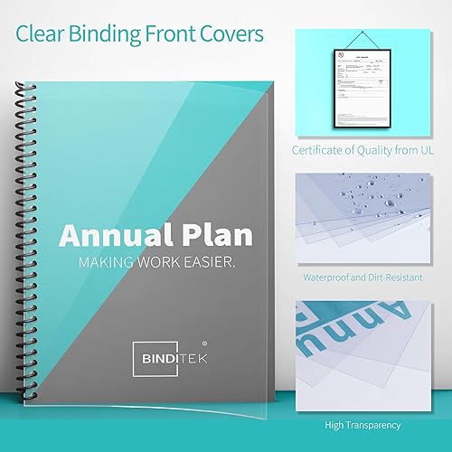 Miniatura 10 de Binditek Paquete de 50 cubiertas de polietileno esmerilado de 20 mil, cubiertas de presentación de encuadernación semitransparentes, 8-12 x 11